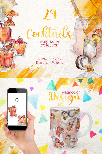 Kit Graphique #78212 Cocktail Watercolor Divers Modles Web - Logo template Preview