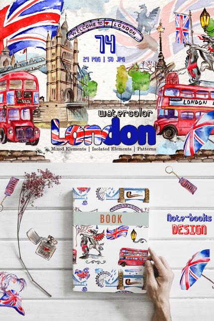 Kit Graphique #78272 London Watercolor Divers Modles Web - Logo template Preview