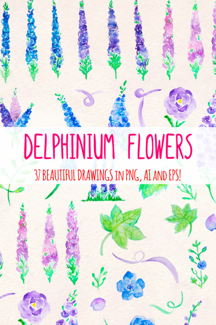 Kit Graphique #79663 Delphinium Larkspur Divers Modles Web - Logo template Preview
