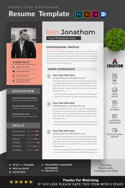 Kit Graphique #95670 Resume A4 Divers Modles Web - Logo template Preview